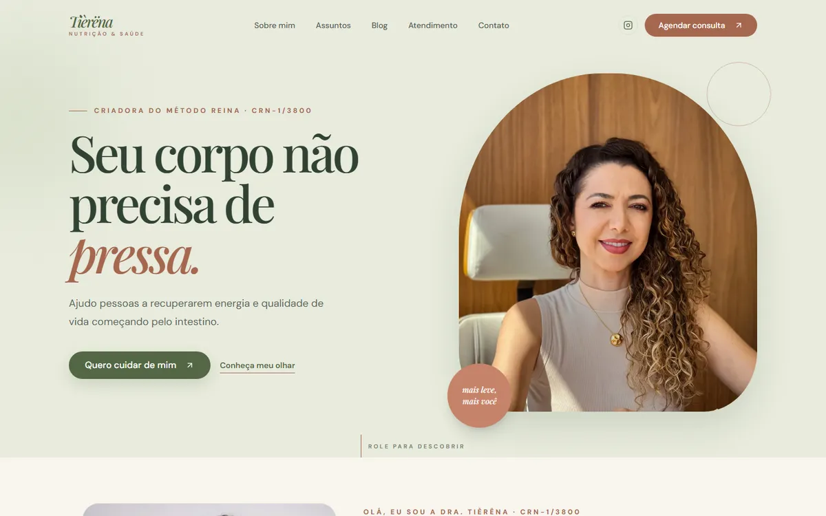 Site da Dra. Tièrëna, nutricionista