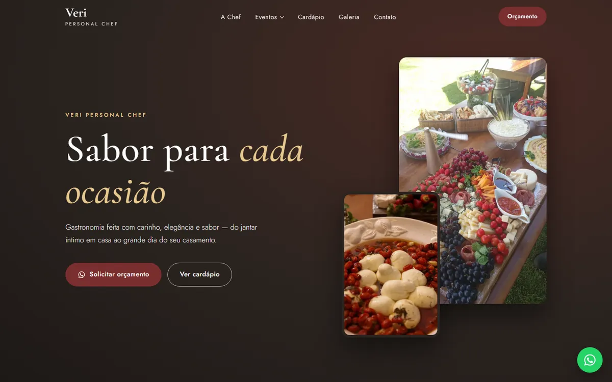 Site da Veri Personal Chef